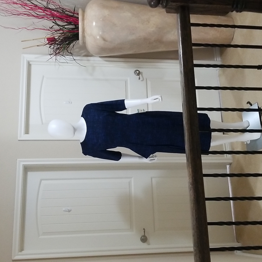Anne Klein Dark blue and black print Dress has never been worn - Picture 3 of 8
